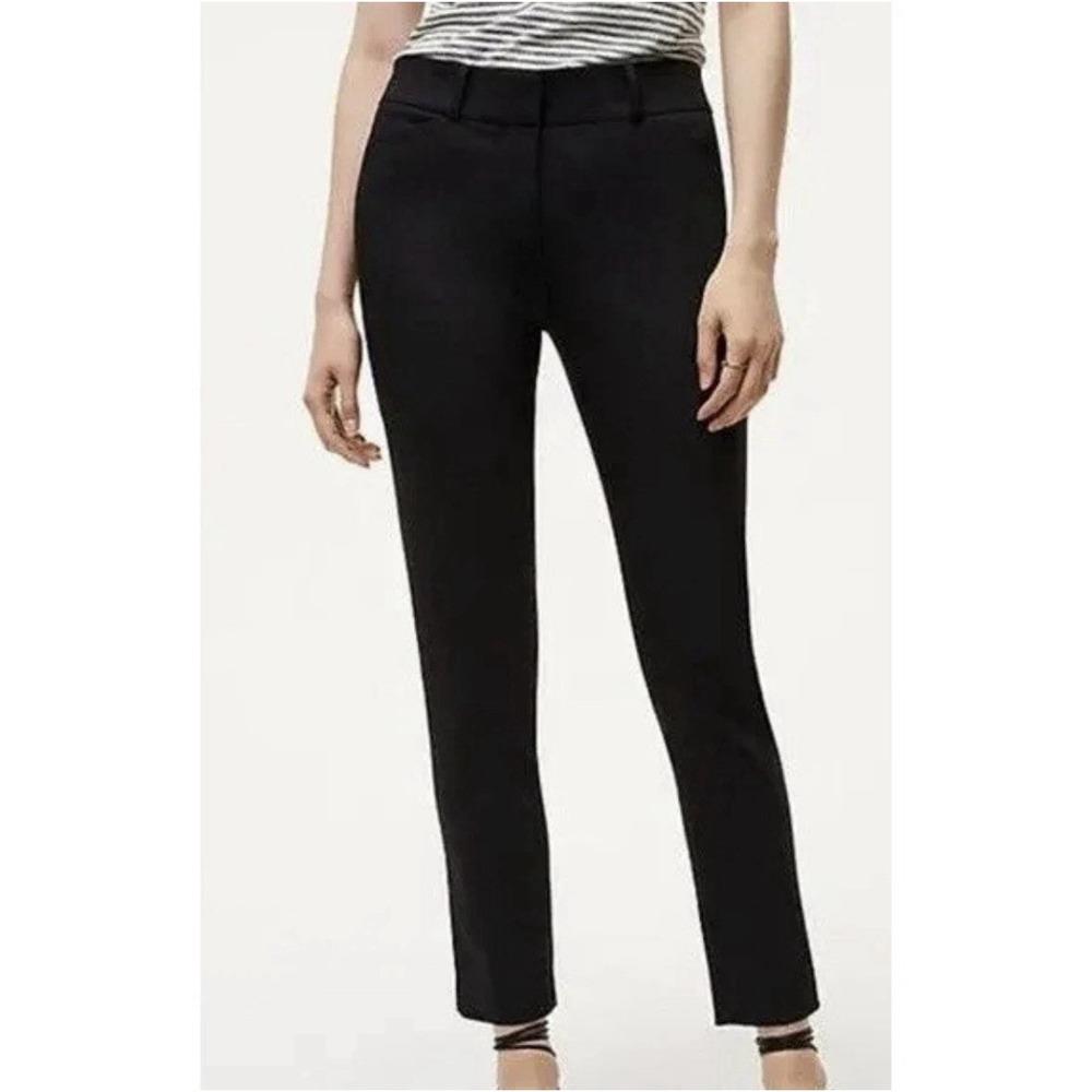 LOFT Julie Skinny Straight Ankle Pants Black Sz 14 Office Professional NWT $70